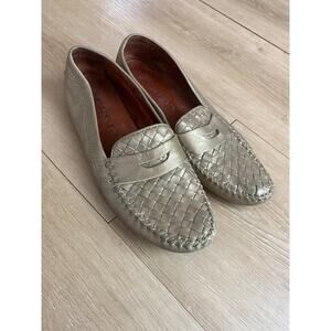 Robert Zur Petra driving loafers women size 9 gold leather woven comfort classic